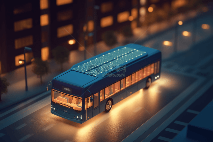 城市中的燃料电动公交车图片