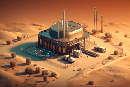 沙漠中的加氢站图片