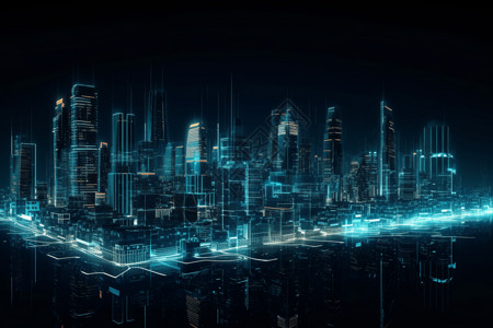未来的科技城市天际线背景图片