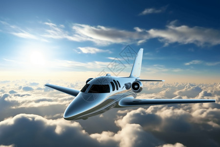 航空发动机云朵上飞行的飞机设计图片