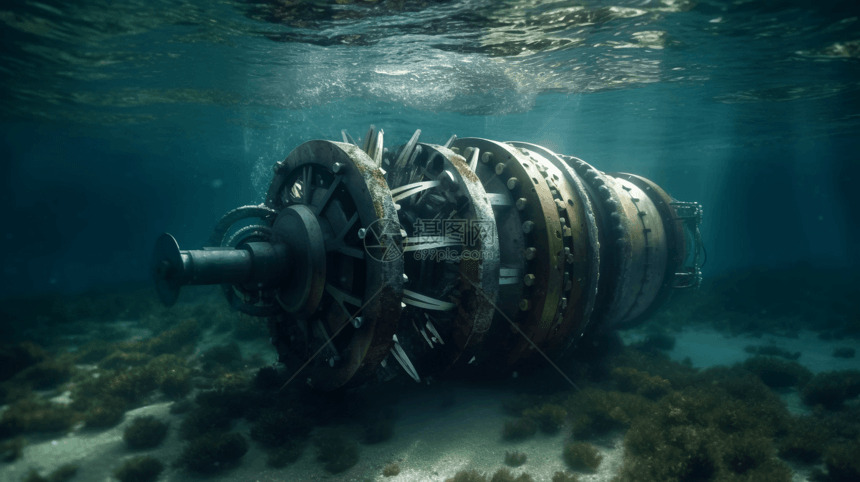 海底水下的涡轮机图片