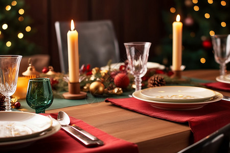 家庭圣诞晚餐餐桌布置图片