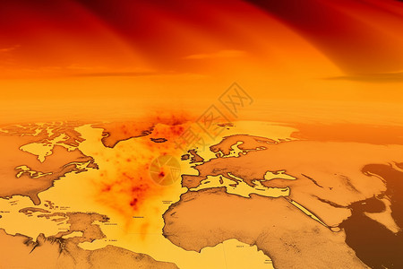 地形地图全球变暖高温夏季炎热3D概念图设计图片