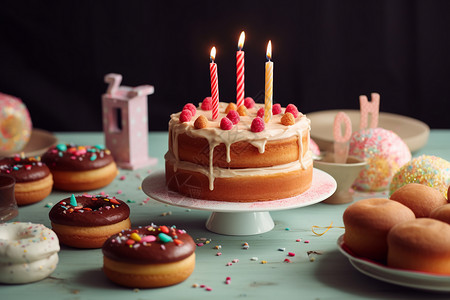 生日派对的美味蛋糕背景图片