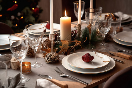 圣诞晚餐餐桌布置图片