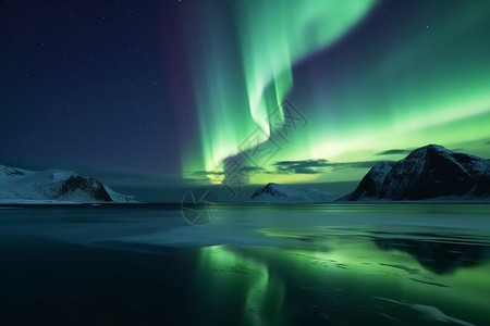 夜空的北极光场景图片