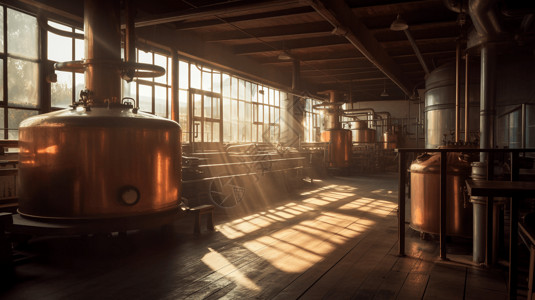 啤酒制造啤酒厂内部场景设计图片