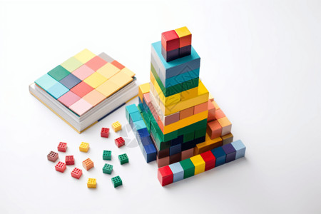 彩色木块数学教具彩色块3D概念模型背景