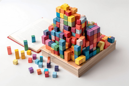 彩色方形漂浮块数学教具彩色块概念图背景