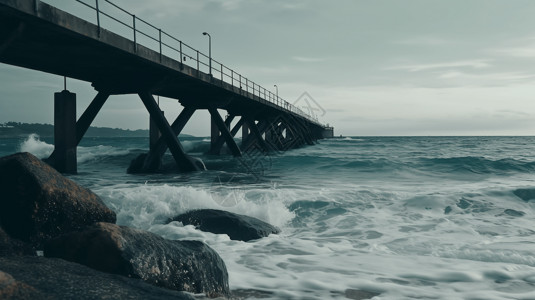 海中的桥在大海中建筑的桥背景