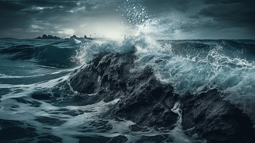 湍急汹涌的海浪图片