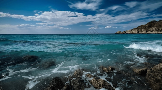 海岸前的岩石背景图片