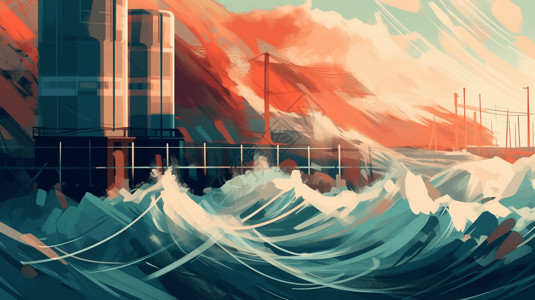 沿海海洋的发电厂图片