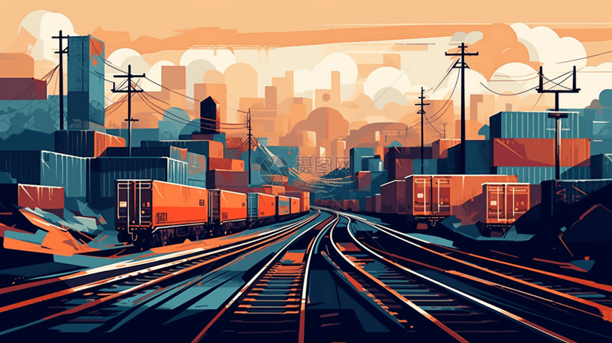 铁路运输创意插图图片