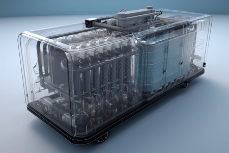 塑料整理箱复杂细节的氢燃料电池设计图片