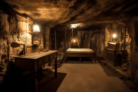 矿井改造的酒店房间背景图片
