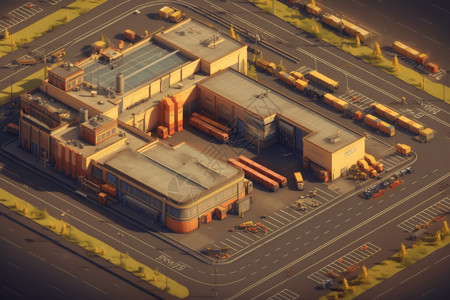 模块化的工业园区的鸟瞰图设计图片