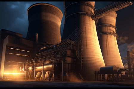 在运作的发电厂背景图片
