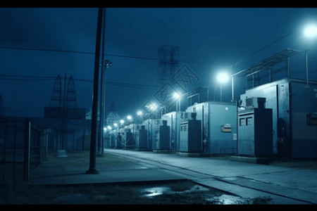 傍晚的电力站背景图片