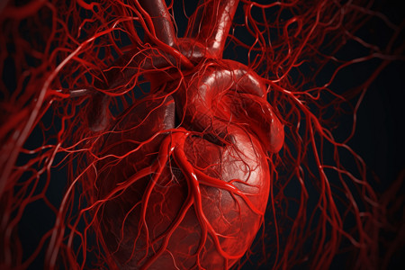 彩超红色的心脏血管设计图片