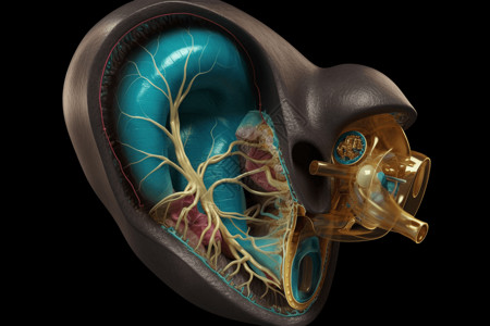 人类器官人耳的3D模型插画