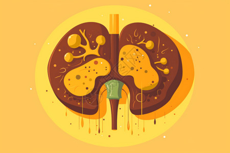 人类器官脾脏内部细节图插画