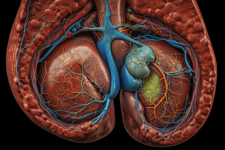 解剖图肝脏内部模型图像设计图片