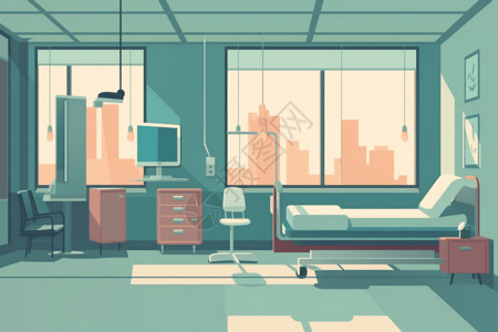 城市病医院里的病房插画