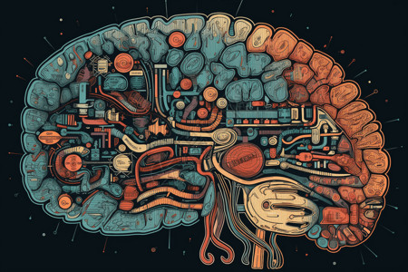 左脑右脑大脑及其叶的复杂平面插图插画