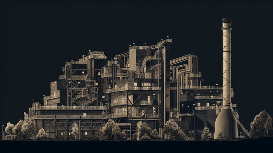 工业燃煤电厂的创意插图背景图片