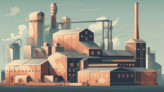 原料工厂大型造纸厂平面插图插画
