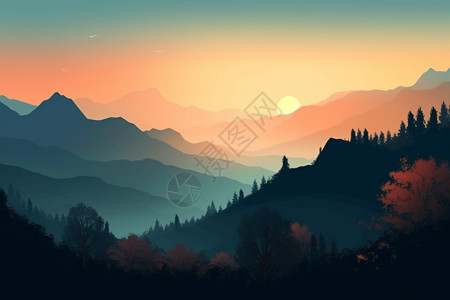 日出山脉景观图片
