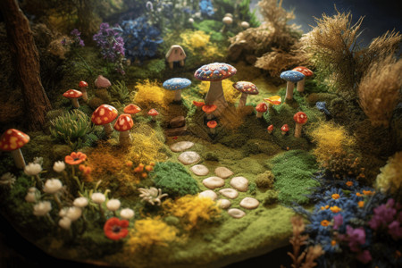 童话花园羊毛毡手工艺品设计图片