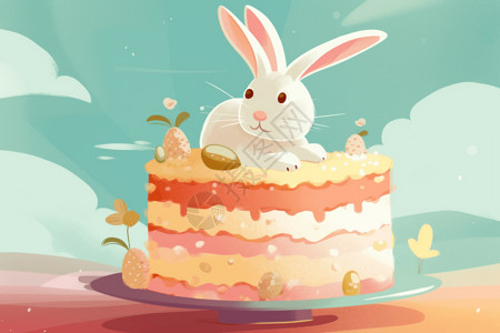 复活节兔子蛋糕背景图片