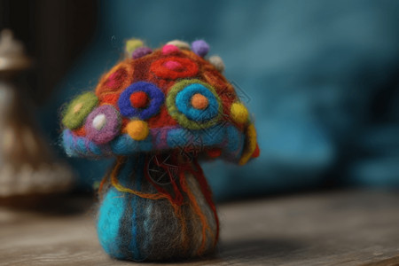 可爱彩色蘑菇可爱的毛毡蘑菇背景