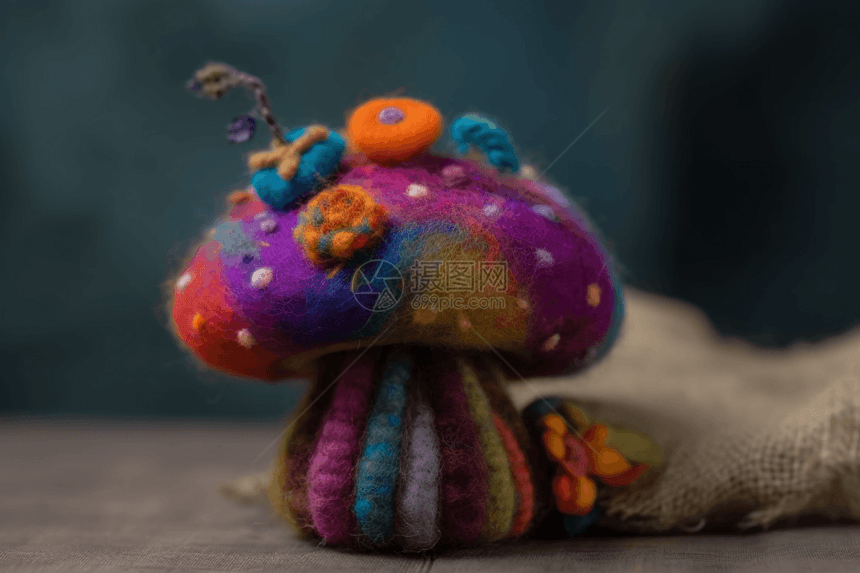 色彩鲜艳的毛毡蘑菇图片