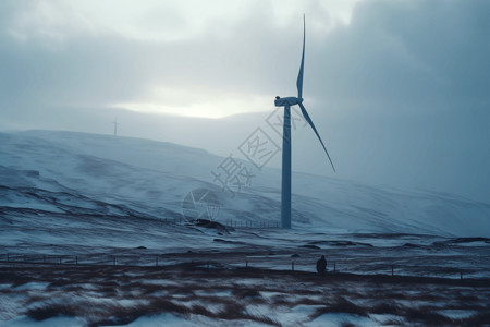 冬季风力涡轮机图片