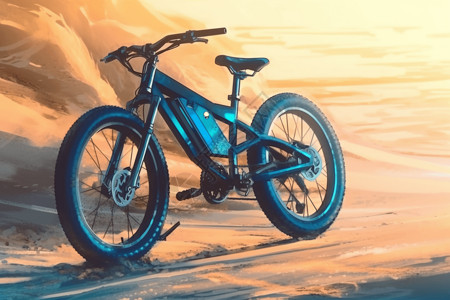 单车轮胎电动自行车俯视图插画