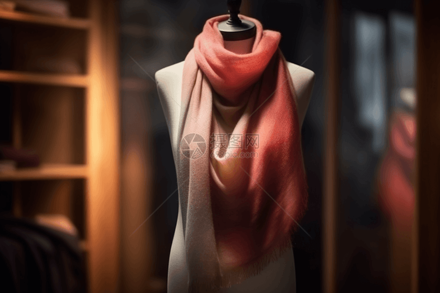 红色毡制羊毛围巾图片