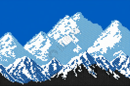 白雪皑皑的像素山脉背景图片