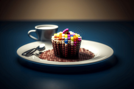 像素风的素材像素风纸杯蛋糕背景