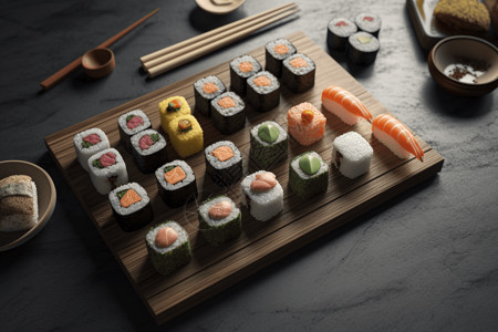 逼真的工艺品寿司背景图片