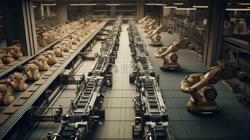 工厂机器人装配线场景图片