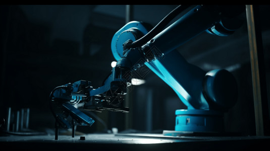 智能工厂装配线上安装零件的机械臂图片