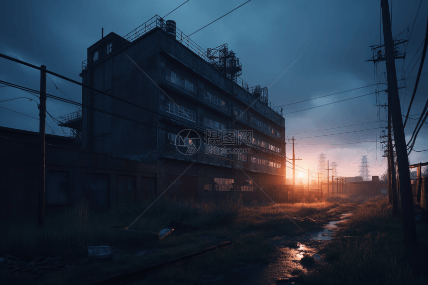 一个废弃的工业工厂图片