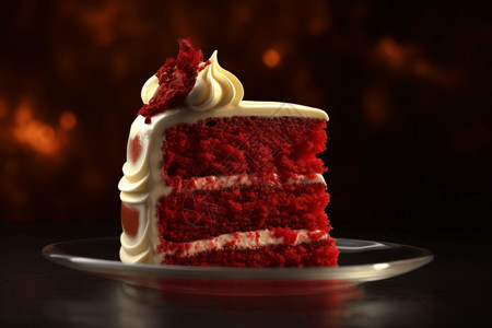 新鲜的红丝绒蛋糕背景图片