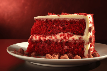 美味的新鲜的红丝绒蛋糕图片