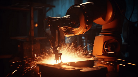钢产品工业机器人焊接金属部件3D概念图设计图片