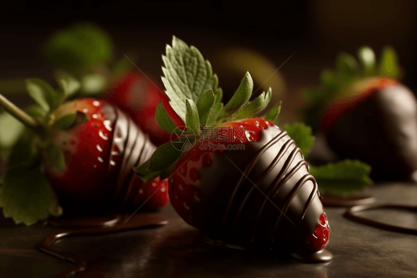 被巧克力覆盖的草莓图片