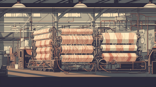 工业纺织厂的平面插图图片